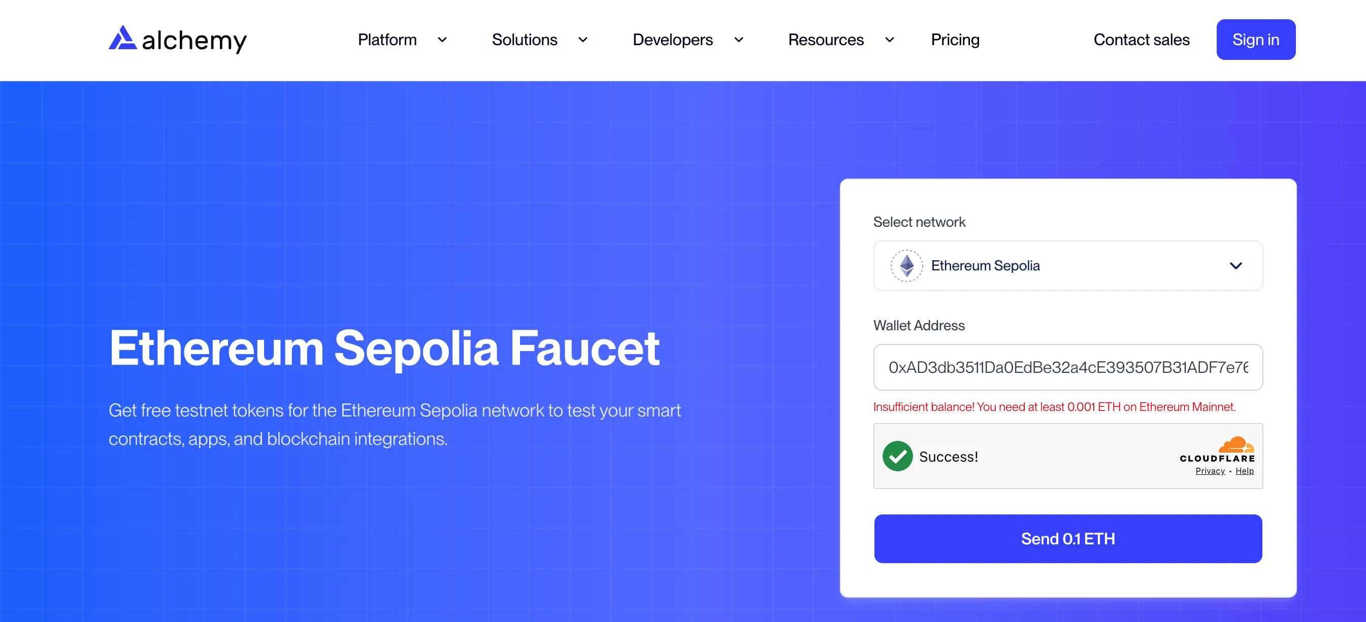 get ETH sepolia via alchemy.com/faucets/ethereum-sepolia